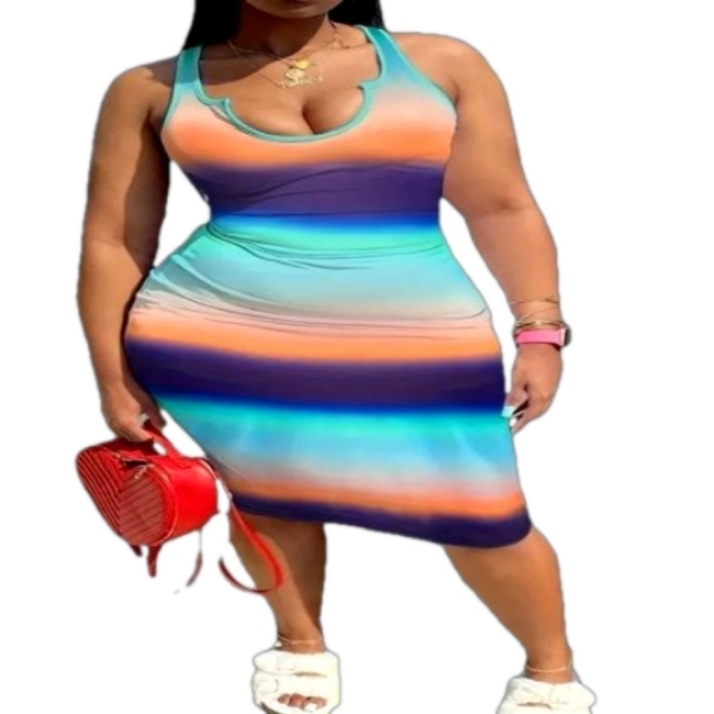 Bodycon color block dress sz 1X